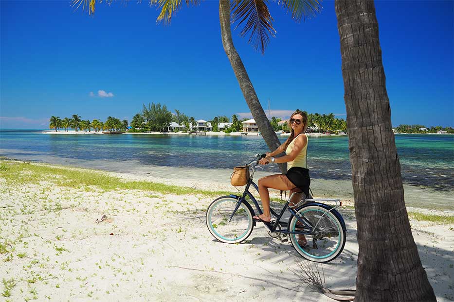 beachfront cycling in Rum Point, Cayman Islands