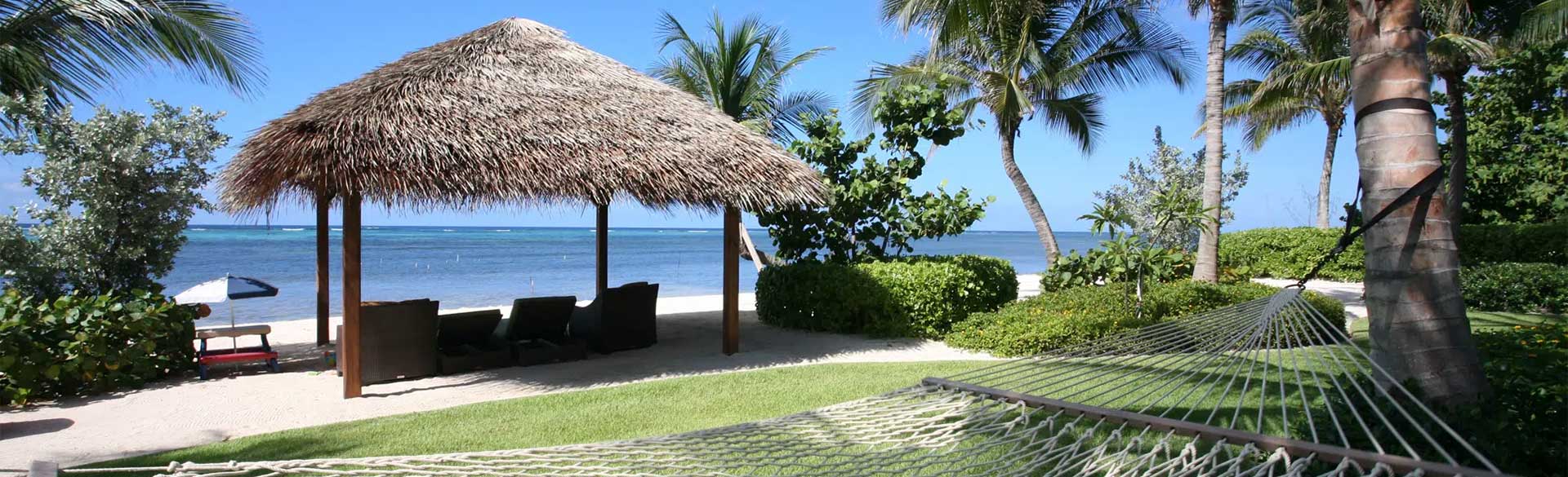 Tiki-inspired beach cabana at Castillo Caribe
